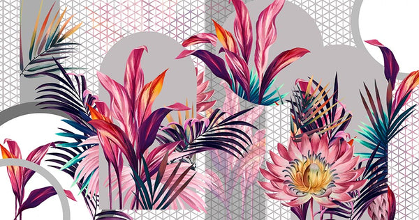 Colorful Floral Garden in Modern Geometry