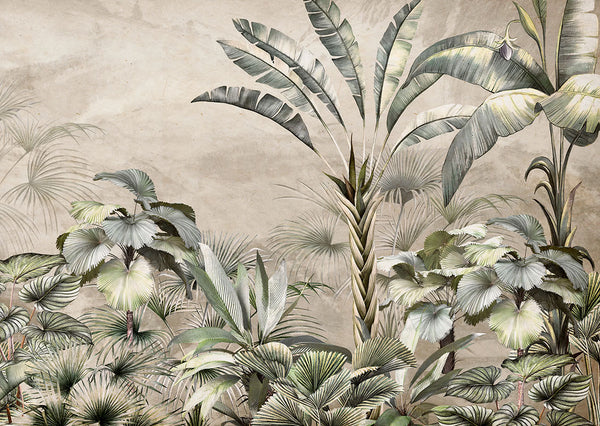 Palm Garden on Vintage Sandstone Background