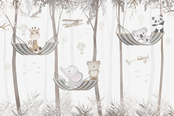 Pastel Paradise Animals Napping in the Forest