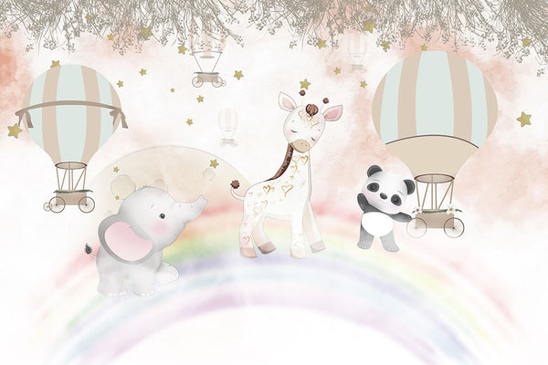 Cute Animals Walking on a Rainbow