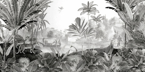 Jungle Majesty Monochrome Wallpaper