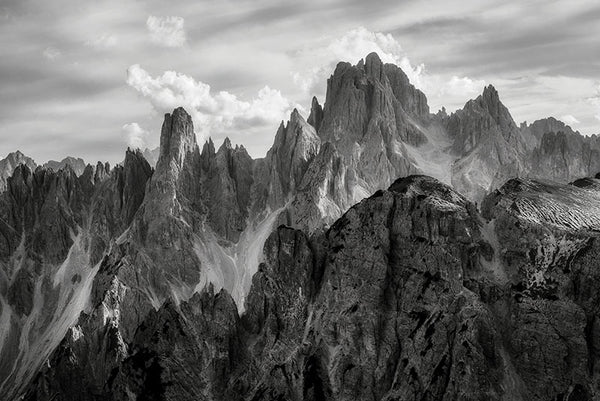 Rocky Mountains with Challenging Peaks in Black and White