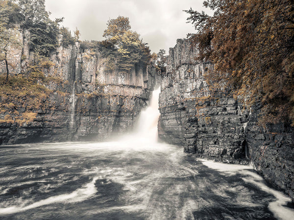 Mountain Veil Waterfall Among Cliffs