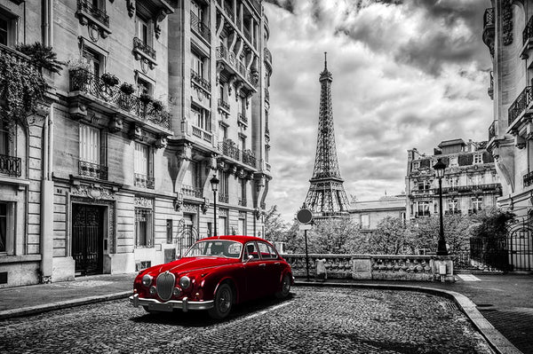 Memories of Paris a Classic in Red in Front of the Eiffel Tower