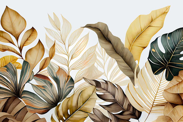 Tropical Foliage Symphony in Autumnal Gold and Bronze