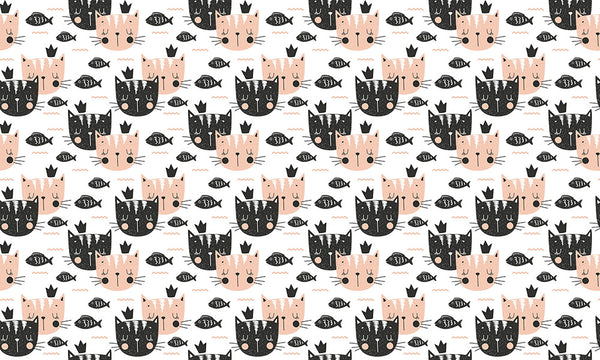 Pattern of fish and cats decorative vinyl