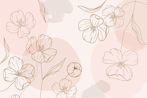 Illustrazione di fiori su fondo rosa vinilo decorativo