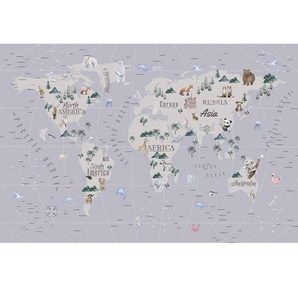 World map of pastel tones decorative vinyl