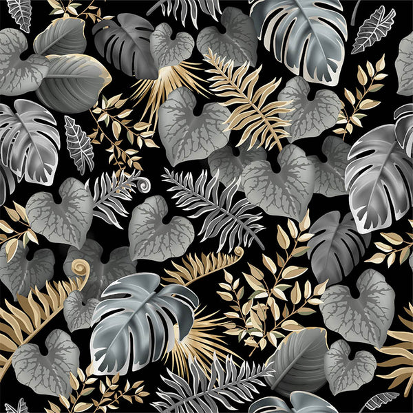 Tropical leaves pattern in silver and gold decorative vinyl