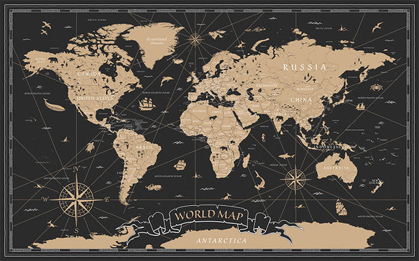 Vintage world map decorative vinyl