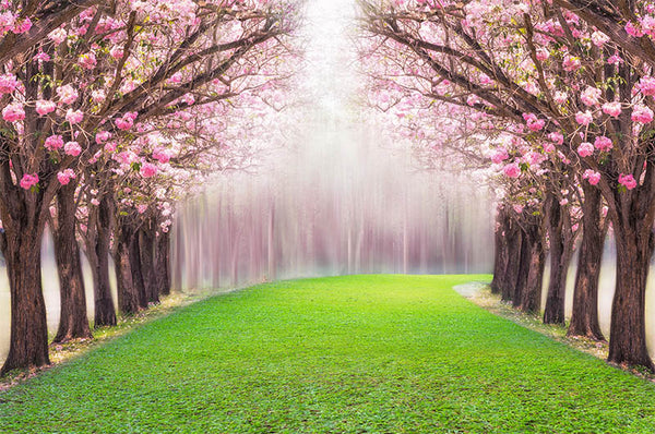 Tunnel of pink flowers decorative vinyl